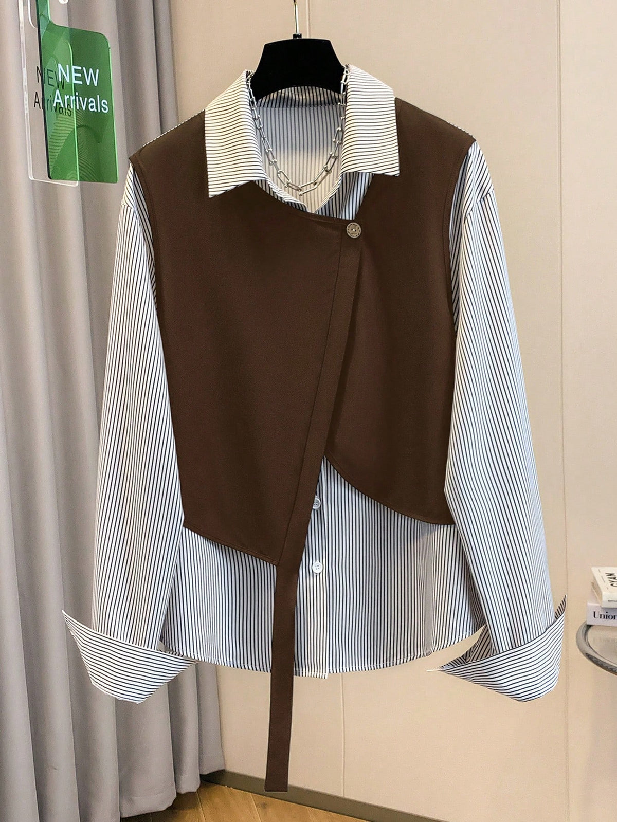 GlowEve Women's Striped Patchwork Long Sleeve Casual Shirt