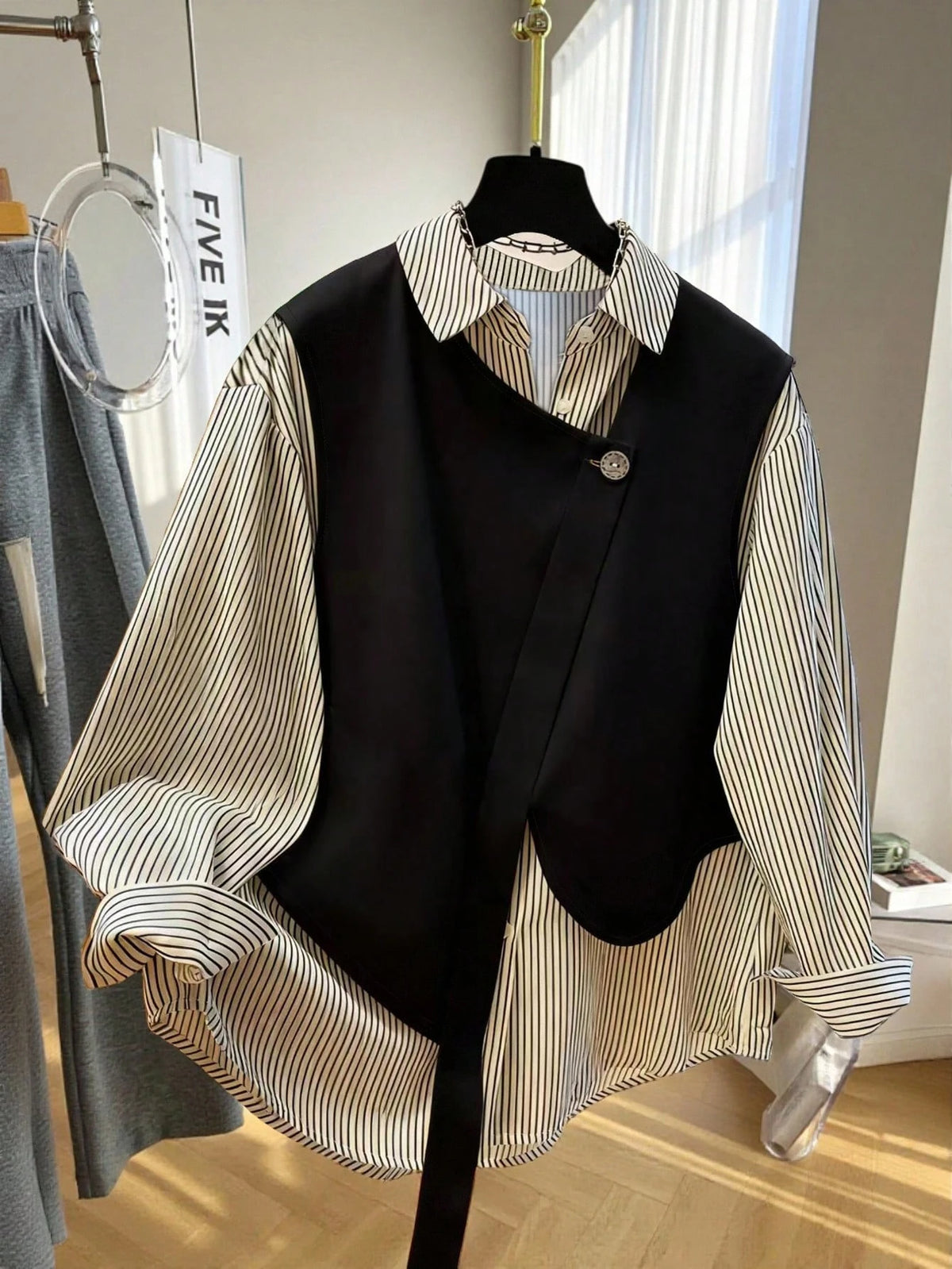 GlowEve Women's Striped Patchwork Long Sleeve Casual Shirt