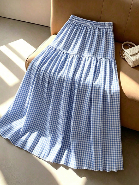 GlowEve Women's Summer Multi-Color Print Elastic Waist Patchwork Flared Long Skirt, Elegant & Sophisticated Style, Valentine's Day Carnival, Labor Day, Student Back To School, Teacher, Formal Occasion