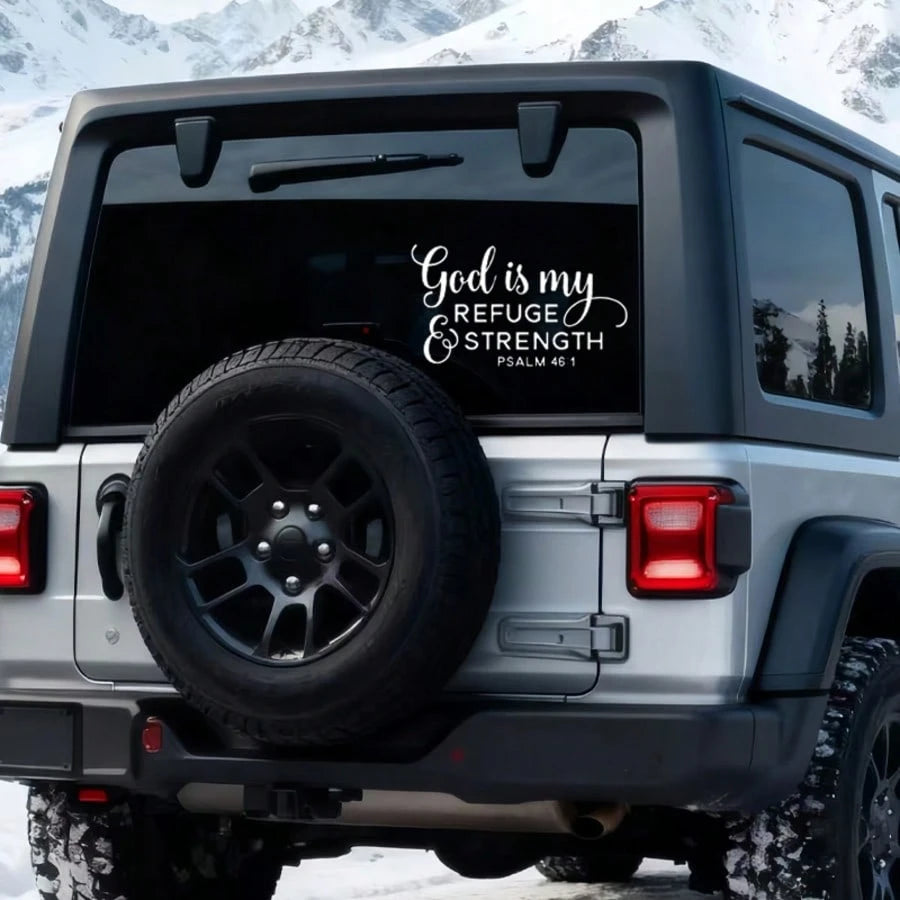 God Is My Refuge & Strength" Psalm 46:1 Vinyl Decal- Waterproof, Easy-To-Apply Sticker For Cars, Laptops, Windows- Durable, Glossy Finish, Religious Theme, Ceramic Adhesive|Glossy Finish Sticker|Wat