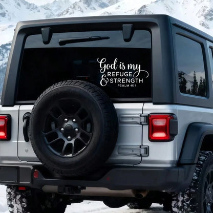 God Is My Refuge & Strength" Psalm 46:1 Vinyl Decal- Waterproof, Easy-To-Apply Sticker For Cars, Laptops, Windows- Durable, Glossy Finish, Religious Theme, Ceramic Adhesive|Glossy Finish Sticker|Wat