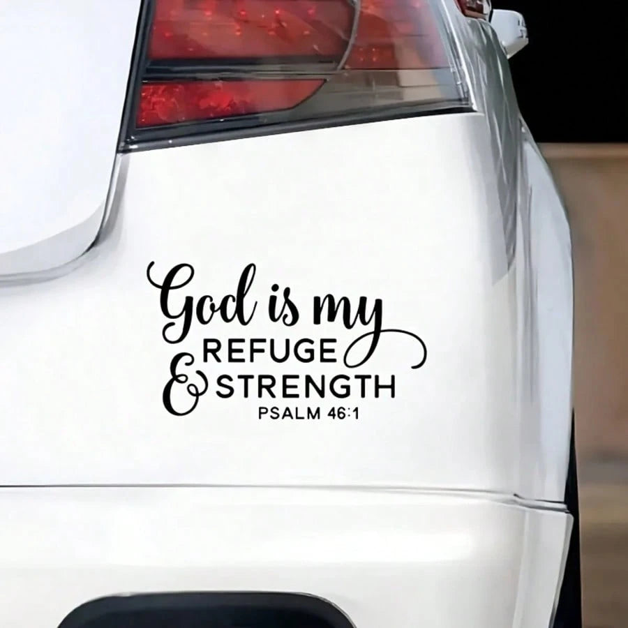 God Is My Refuge & Strength" Psalm 46:1 Vinyl Decal- Waterproof, Easy-To-Apply Sticker For Cars, Laptops, Windows- Durable, Glossy Finish, Religious Theme, Ceramic Adhesive|Glossy Finish Sticker|Wat