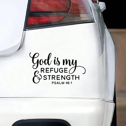 God Is My Refuge & Strength" Psalm 46:1 Vinyl Decal- Waterproof, Easy-To-Apply Sticker For Cars, Laptops, Windows- Durable, Glossy Finish, Religious Theme, Ceramic Adhesive|Glossy Finish Sticker|Wat