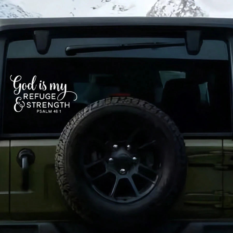 God Is My Refuge & Strength" Psalm 46:1 Vinyl Decal- Waterproof, Easy-To-Apply Sticker For Cars, Laptops, Windows- Durable, Glossy Finish, Religious Theme, Ceramic Adhesive|Glossy Finish Sticker|Wat