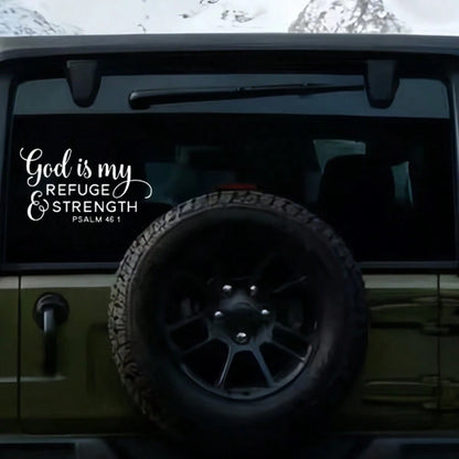 God Is My Refuge & Strength" Psalm 46:1 Vinyl Decal- Waterproof, Easy-To-Apply Sticker For Cars, Laptops, Windows- Durable, Glossy Finish, Religious Theme, Ceramic Adhesive|Glossy Finish Sticker|Wat