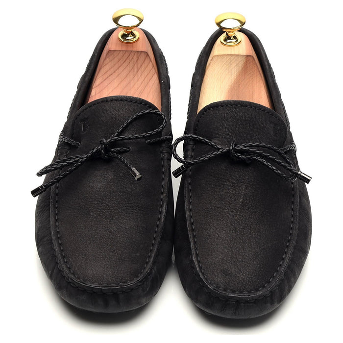Gommino Black Nubuck Leather Driving Loafers UK 6
