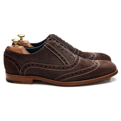 'Grant' Dark Brown Waxed Suede Brogues UK 8 F