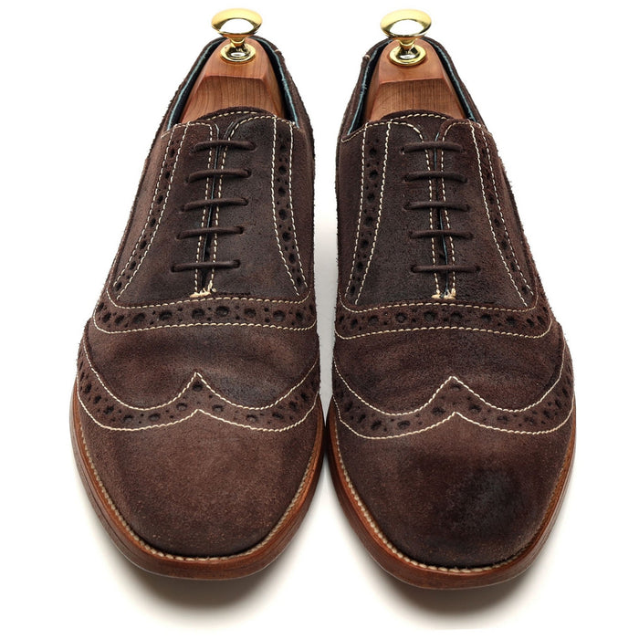 'Grant' Dark Brown Waxed Suede Brogues UK 8 F