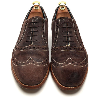 'Grant' Dark Brown Waxed Suede Brogues UK 8 F