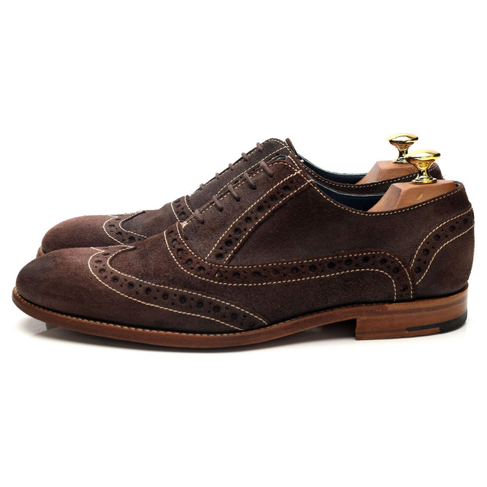'Grant' Dark Brown Waxed Suede Brogues UK 8 F