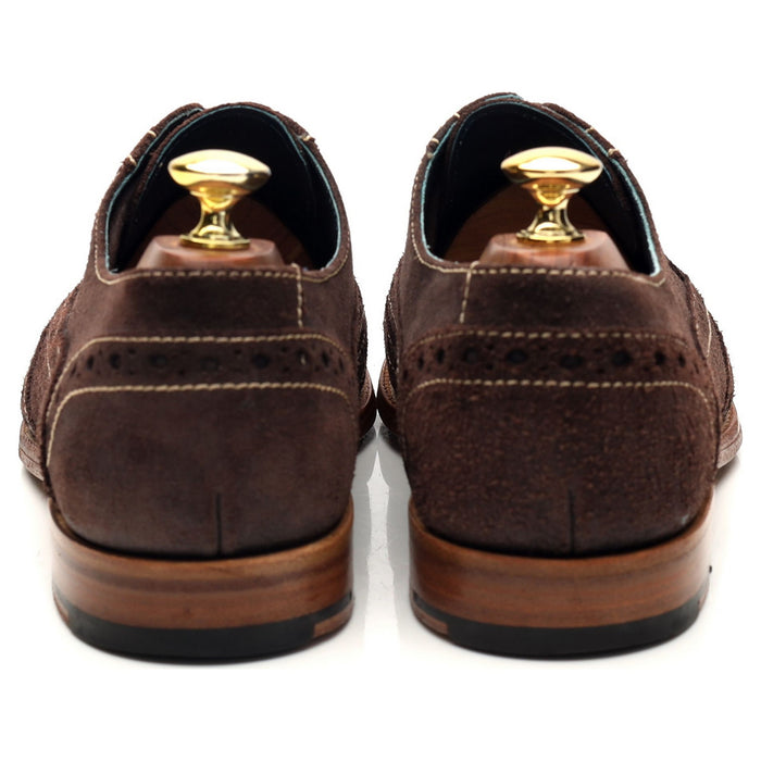 'Grant' Dark Brown Waxed Suede Brogues UK 8 F