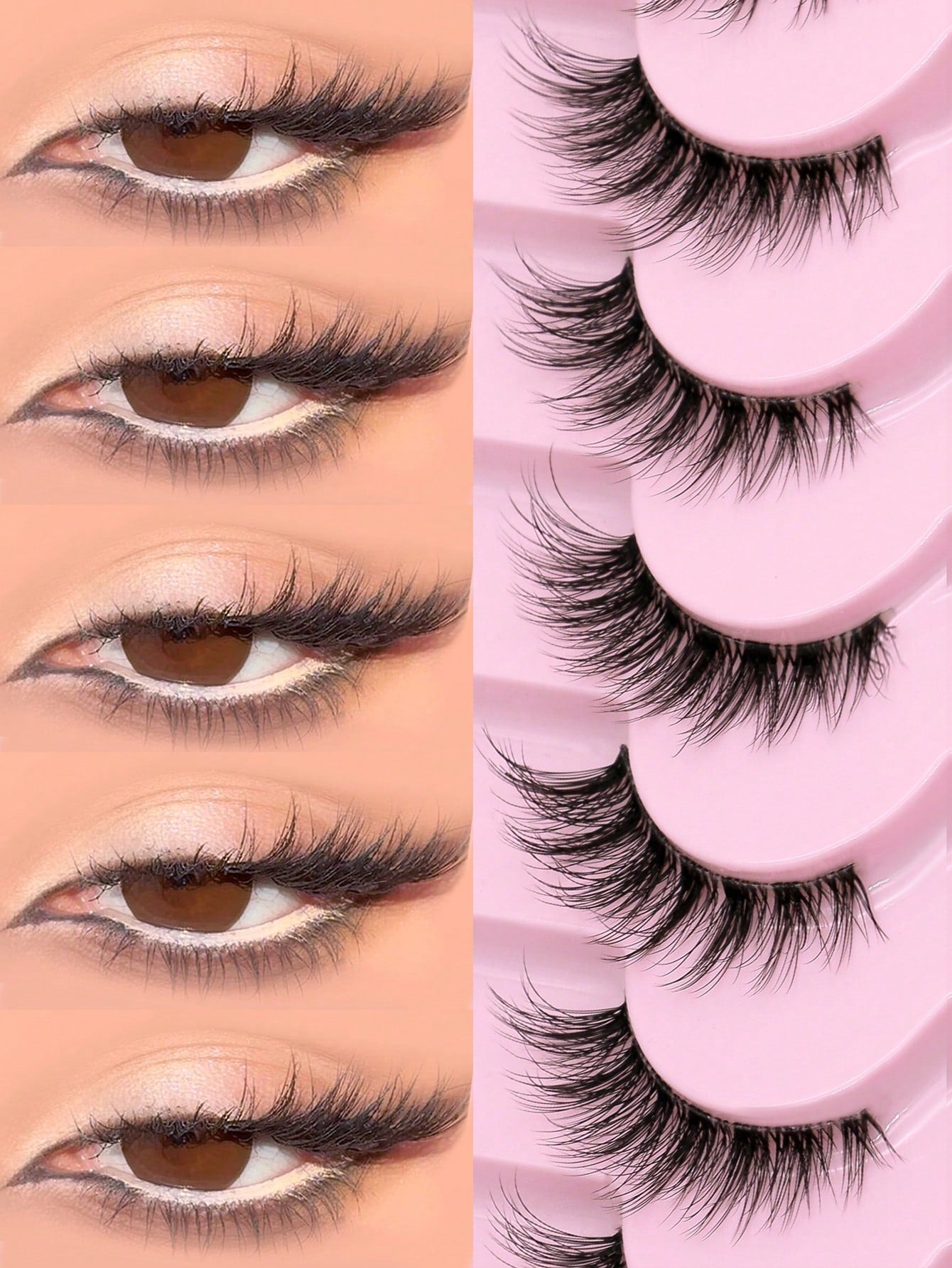 GROINNEYA 9 Pairs Half-Strip Transparent Band Cat Eye False Eyelashes, Short Soft 3D Mink-Like False Eyelashes For Natural Makeup (BP07), Strip False Eyelashes