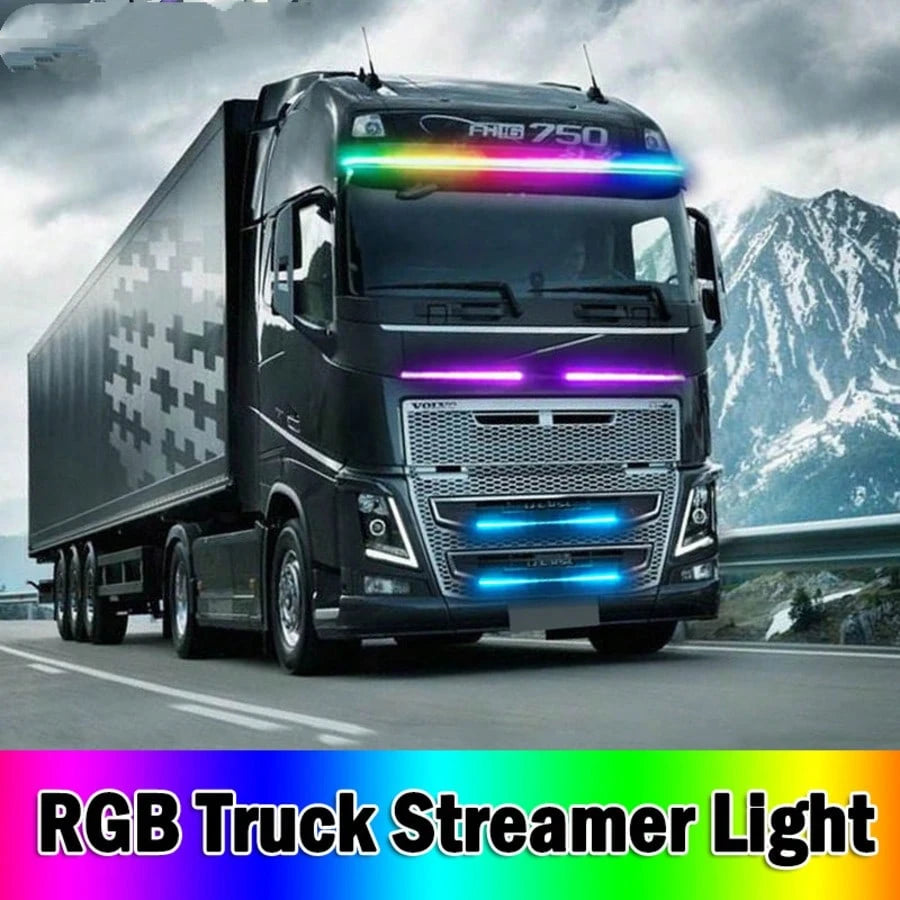 GZSGCP 2M 1M Led 24V Truck Light Strips Colorful Atmosphere Lamp RGB Flexible Turn Signal Light Warning Light DRL 1.5M With Remote