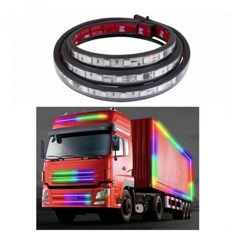 GZSGCP 2M 1M Led 24V Truck Light Strips Colorful Atmosphere Lamp RGB Flexible Turn Signal Light Warning Light DRL 1.5M With Remote