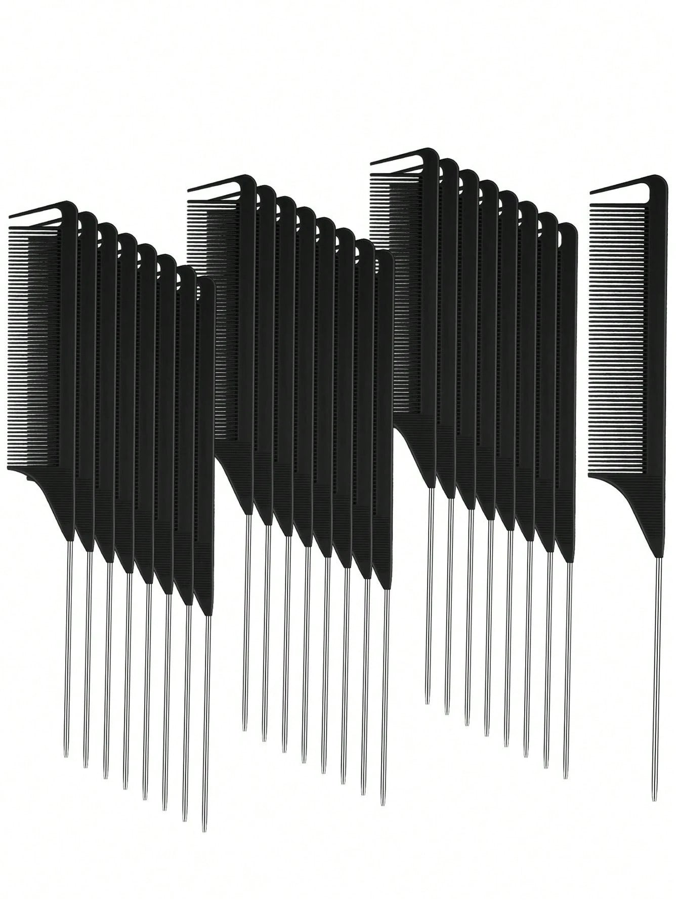 Hair Comb Set, Including Parting Comb, Tail Comb, Steel Needle Tail Carbon Fiber Heat-Resistant Volumizing Comb, Styling Comb, Hair Brush, Comb, Hairdressing Tools, Hair Products And Accessories, Suit