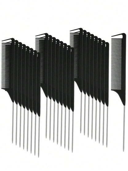Hair Comb Set, Including Parting Comb, Tail Comb, Steel Needle Tail Carbon Fiber Heat-Resistant Volumizing Comb, Styling Comb, Hair Brush, Comb, Hairdressing Tools, Hair Products And Accessories, Suit