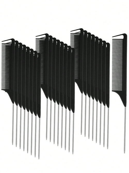 Hair Comb Set, Including Parting Comb, Tail Comb, Steel Needle Tail Carbon Fiber Heat-Resistant Volumizing Comb, Styling Comb, Hair Brush, Comb, Hairdressing Tools, Hair Products And Accessories, Suit