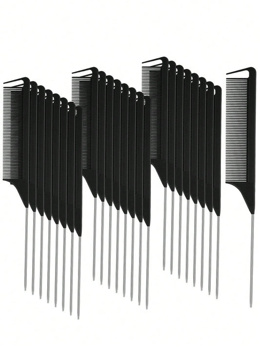 Hair Comb Set, Including Parting Comb, Tail Comb, Steel Needle Tail Carbon Fiber Heat-Resistant Volumizing Comb, Styling Comb, Hair Brush, Comb, Hairdressing Tools, Hair Products And Accessories, Suit
