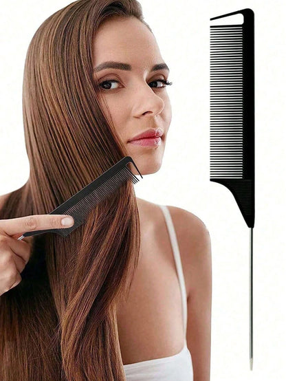 Hair Comb Set, Including Parting Comb, Tail Comb, Steel Needle Tail Carbon Fiber Heat-Resistant Volumizing Comb, Styling Comb, Hair Brush, Comb, Hairdressing Tools, Hair Products And Accessories, Suit