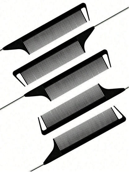 Hair Comb Set, Including Parting Comb, Tail Comb, Steel Needle Tail Carbon Fiber Heat-Resistant Volumizing Comb, Styling Comb, Hair Brush, Comb, Hairdressing Tools, Hair Products And Accessories, Suit