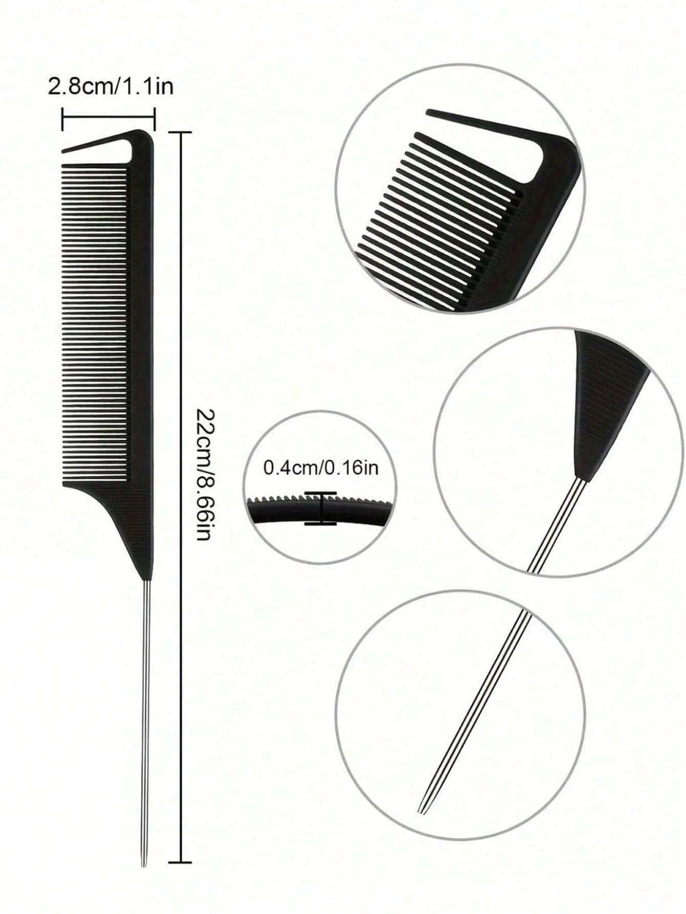 Hair Comb Set, Including Parting Comb, Tail Comb, Steel Needle Tail Carbon Fiber Heat-Resistant Volumizing Comb, Styling Comb, Hair Brush, Comb, Hairdressing Tools, Hair Products And Accessories, Suit