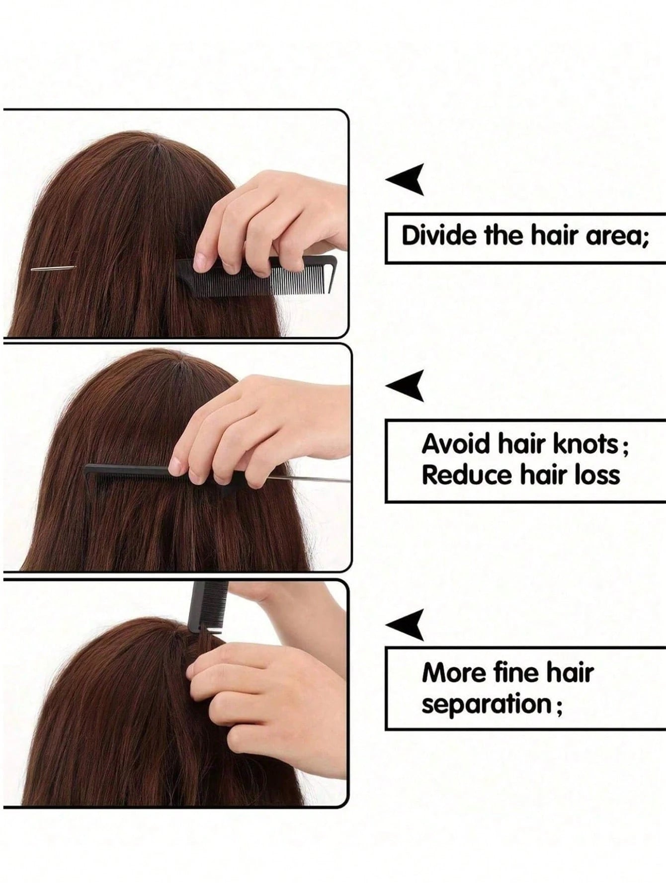 Hair Comb Set, Including Parting Comb, Tail Comb, Steel Needle Tail Carbon Fiber Heat-Resistant Volumizing Comb, Styling Comb, Hair Brush, Comb, Hairdressing Tools, Hair Products And Accessories, Suit