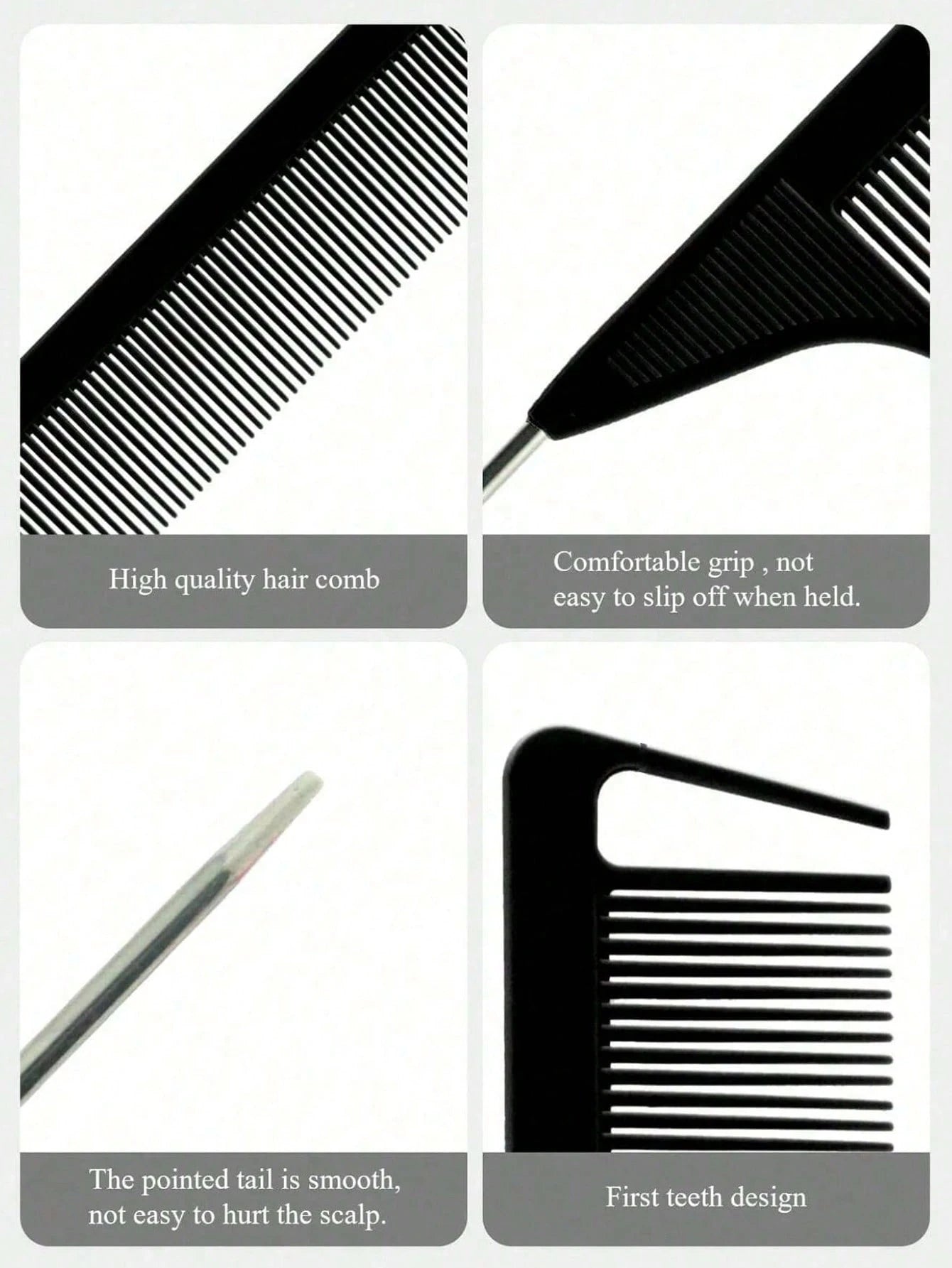 Hair Comb Set, Including Parting Comb, Tail Comb, Steel Needle Tail Carbon Fiber Heat-Resistant Volumizing Comb, Styling Comb, Hair Brush, Comb, Hairdressing Tools, Hair Products And Accessories, Suit