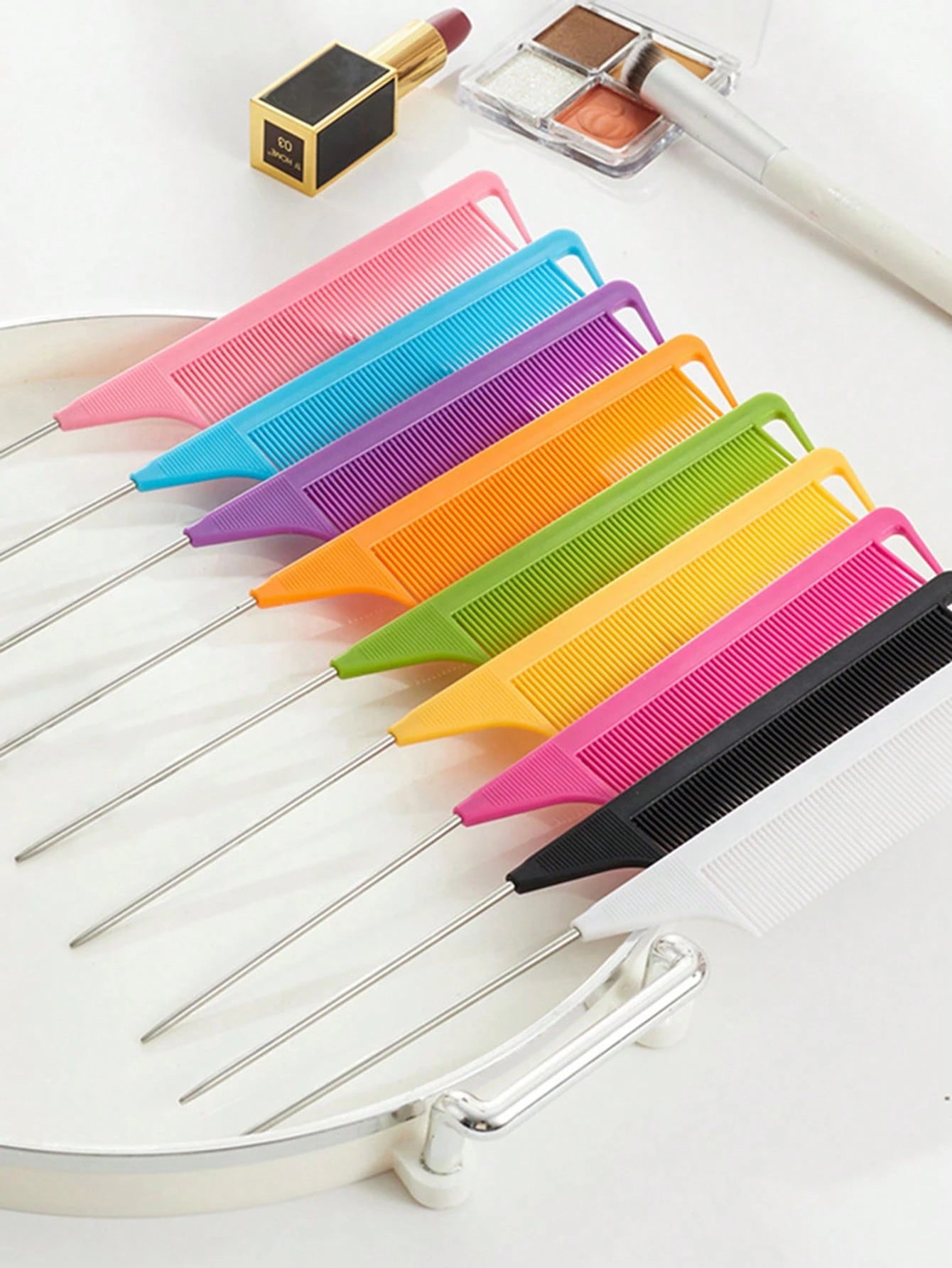 Hair Comb Set, Including Parting Comb, Tail Comb, Steel Needle Tail Carbon Fiber Heat-Resistant Volumizing Comb, Styling Comb, Hair Brush, Comb, Hairdressing Tools, Hair Products And Accessories, Suit