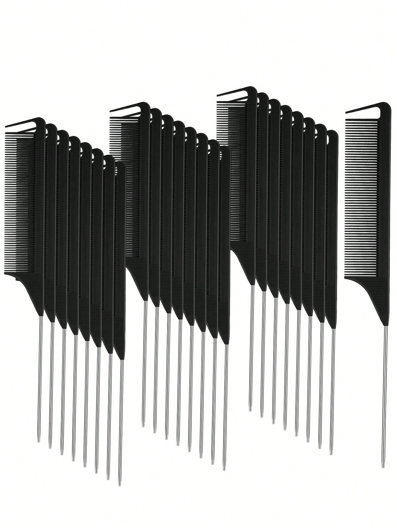 Hair Comb Set, Including Parting Comb, Tail Comb, Steel Needle Tail Carbon Fiber Heat-Resistant Volumizing Comb, Styling Comb, Hair Brush, Comb, Hairdressing Tools, Hair Products And Accessories, Suit