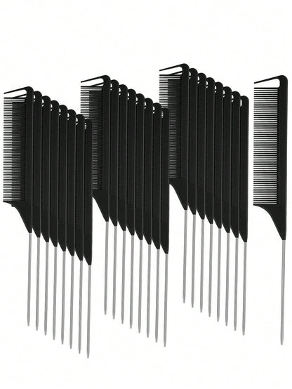 Hair Comb Set, Including Parting Comb, Tail Comb, Steel Needle Tail Carbon Fiber Heat-Resistant Volumizing Comb, Styling Comb, Hair Brush, Comb, Hairdressing Tools, Hair Products And Accessories, Suit