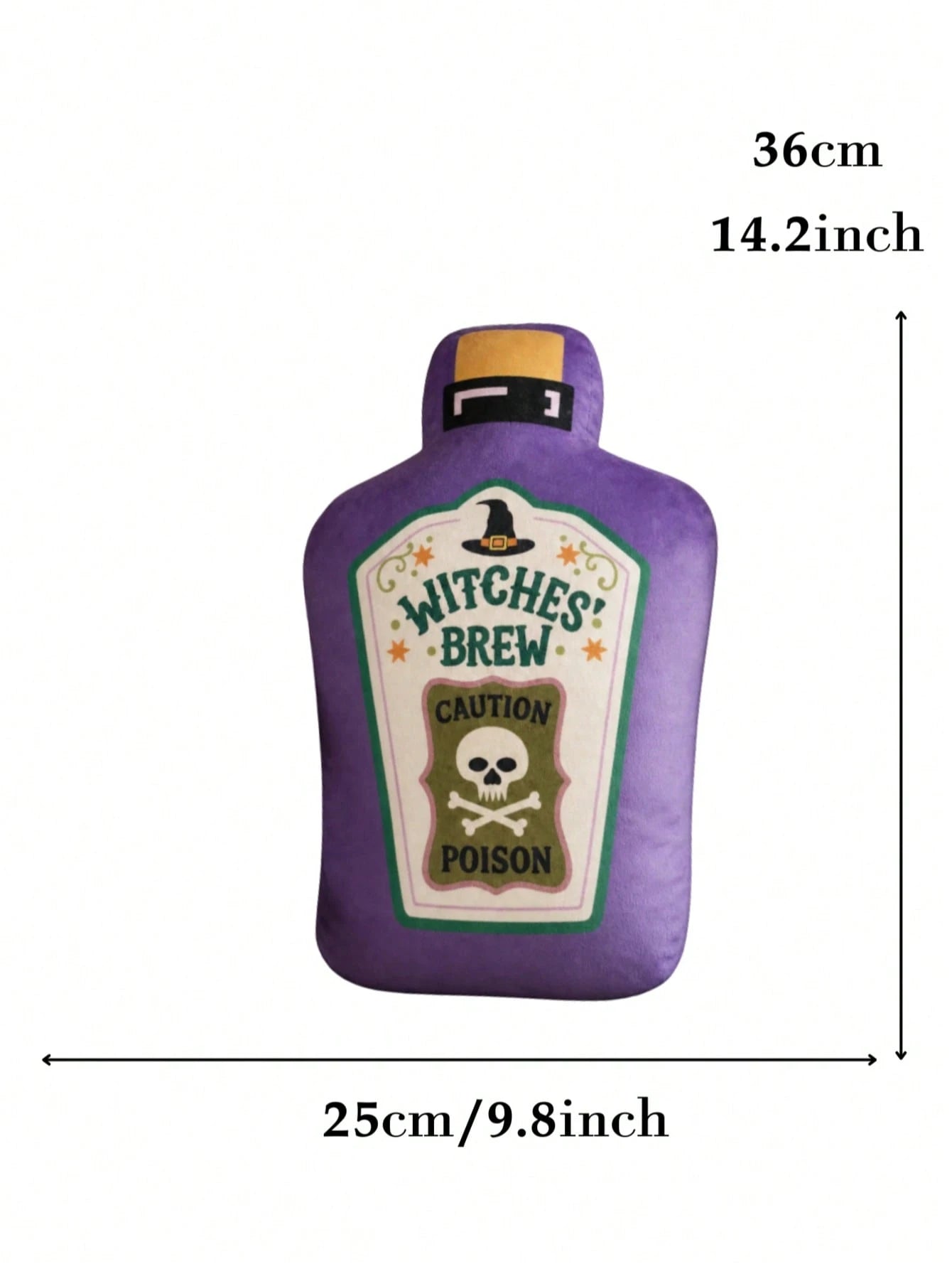 Halloween Witch Potion Bottle Decorative Throw Pillow, Purple Gothic Style Sofa Chair Bed Cushion, Eerie Room Decor Accent