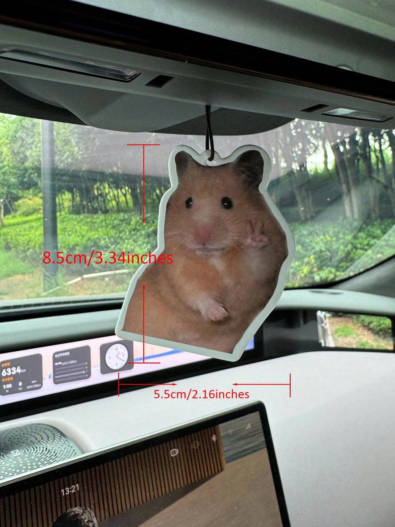 Hamster Meme With Peace Sign Magnet, Car Air Freshener, Wardrobe Air Freshener, Fragrance, Rearview Mirror Decor, Car Interior Hanging Ornament, Natural Fragrance Air Purifier, Cartoon Bathroom Fragra