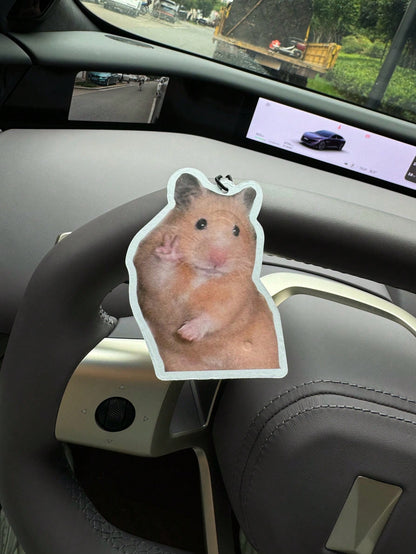 Hamster Meme With Peace Sign Magnet, Car Air Freshener, Wardrobe Air Freshener, Fragrance, Rearview Mirror Decor, Car Interior Hanging Ornament, Natural Fragrance Air Purifier, Cartoon Bathroom Fragra