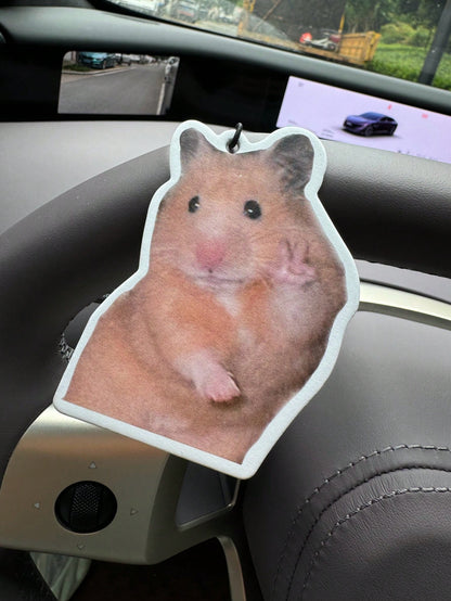 Hamster Meme With Peace Sign Magnet, Car Air Freshener, Wardrobe Air Freshener, Fragrance, Rearview Mirror Decor, Car Interior Hanging Ornament, Natural Fragrance Air Purifier, Cartoon Bathroom Fragra