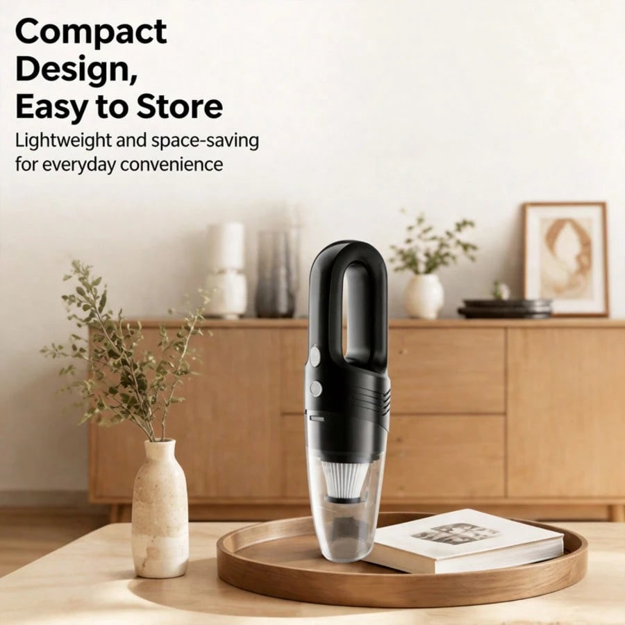 Handheld Wireless Vacuum Cleaner With Powerful 8kPa Suction; USB-Rechargeable; Suitable For Use In Cars, Homes, And Offices; Ideal For Cleaning Up Pet Hair.