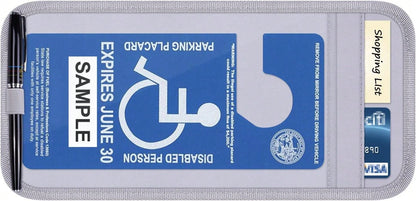 Handicap Placard Holder For Auto, Wisdompro Disabled Parking Permit Sign Protector For Car Sun Visor With Note Paper Slot, Pen Holder And Elastic