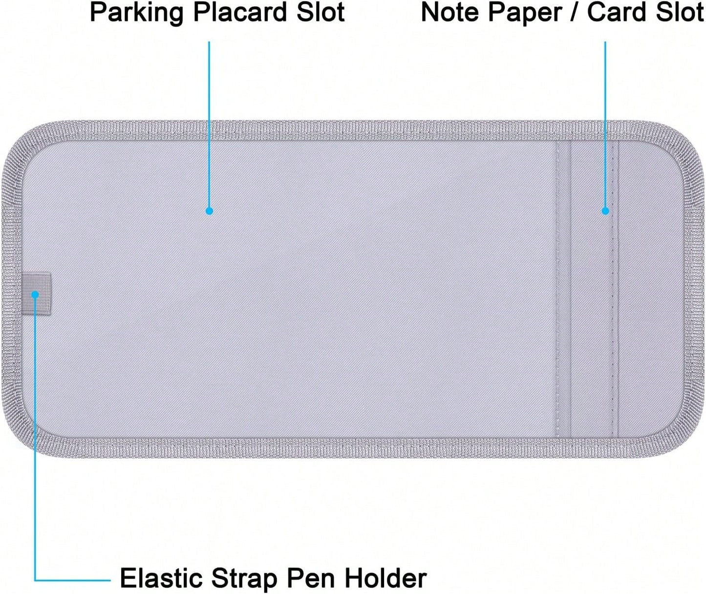 Handicap Placard Holder For Auto, Wisdompro Disabled Parking Permit Sign Protector For Car Sun Visor With Note Paper Slot, Pen Holder And Elastic