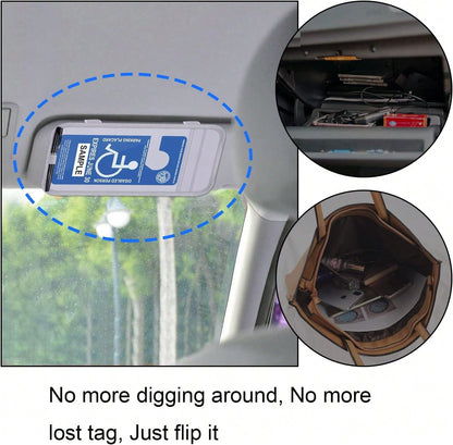 Handicap Placard Holder For Auto, Wisdompro Disabled Parking Permit Sign Protector For Car Sun Visor With Note Paper Slot, Pen Holder And Elastic Strap- Gray