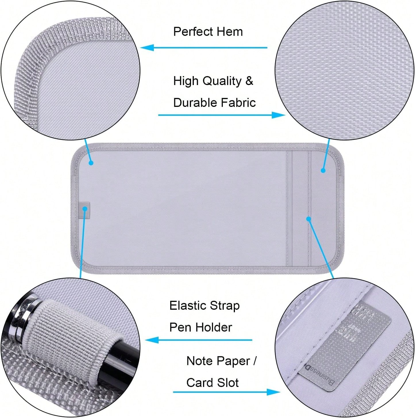 Handicap Placard Holder For Auto, Wisdompro Disabled Parking Permit Sign Protector For Car Sun Visor With Note Paper Slot, Pen Holder And Elastic Strap- Gray