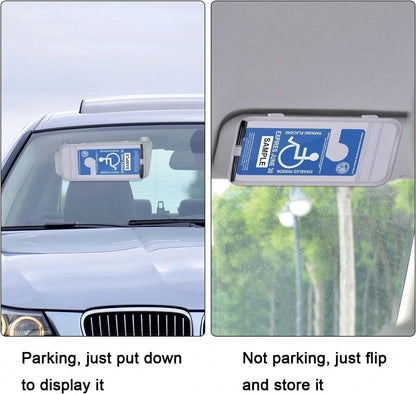 Handicap Placard Holder For Auto, Wisdompro Disabled Parking Permit Sign Protector For Car Sun Visor With Note Paper Slot, Pen Holder And Elastic Strap- Gray