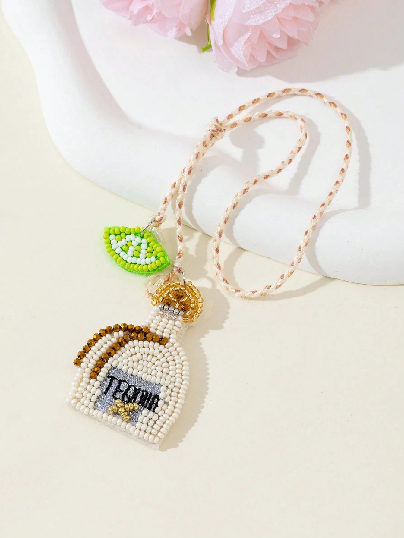 Handmade Beaded Ocean Vacation Style Matching Pair Pendant Bottle Lemon Cup Champagne Cup Coconut Tree Shaped Fun Personalized Women's Bag Charm Versatile Bag Accessory