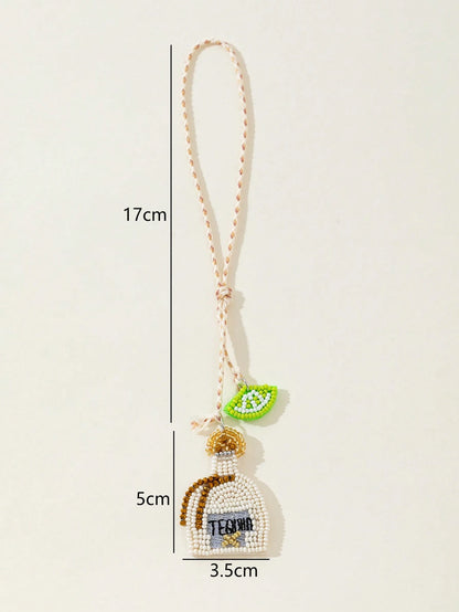 Handmade Beaded Ocean Vacation Style Matching Pair Pendant Bottle Lemon Cup Champagne Cup Coconut Tree Shaped Fun Personalized Women's Bag Charm Versatile Bag Accessory