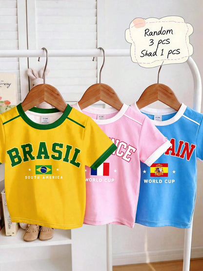 Happikins Casual Baby Girl Round Neck Short Sleeve Shirt With "Just A Girl Who Loves Her Daddy" Text, Suitable For Summer