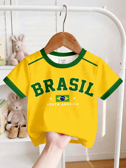 Happikins Casual Baby Girl Round Neck Short Sleeve Shirt With "Just A Girl Who Loves Her Daddy" Text, Suitable For Summer