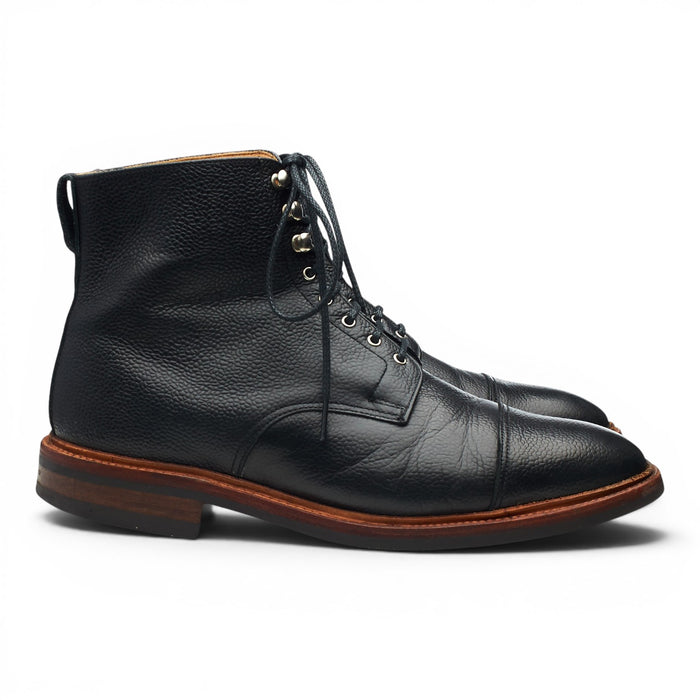Hardy Amies Black Grain Leather Cap Toe Boots UK 10 F