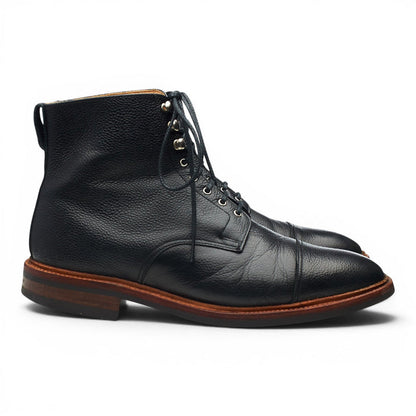 Hardy Amies Black Grain Leather Cap Toe Boots UK 10 F
