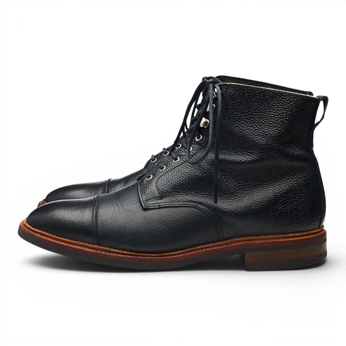 Hardy Amies Black Grain Leather Cap Toe Boots UK 10 F