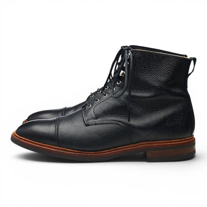 Hardy Amies Black Grain Leather Cap Toe Boots UK 10 F