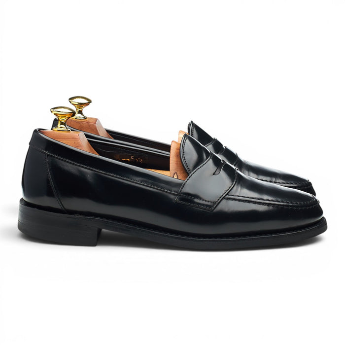 'Harrow' Black Leather Penny Loafers UK 7 F