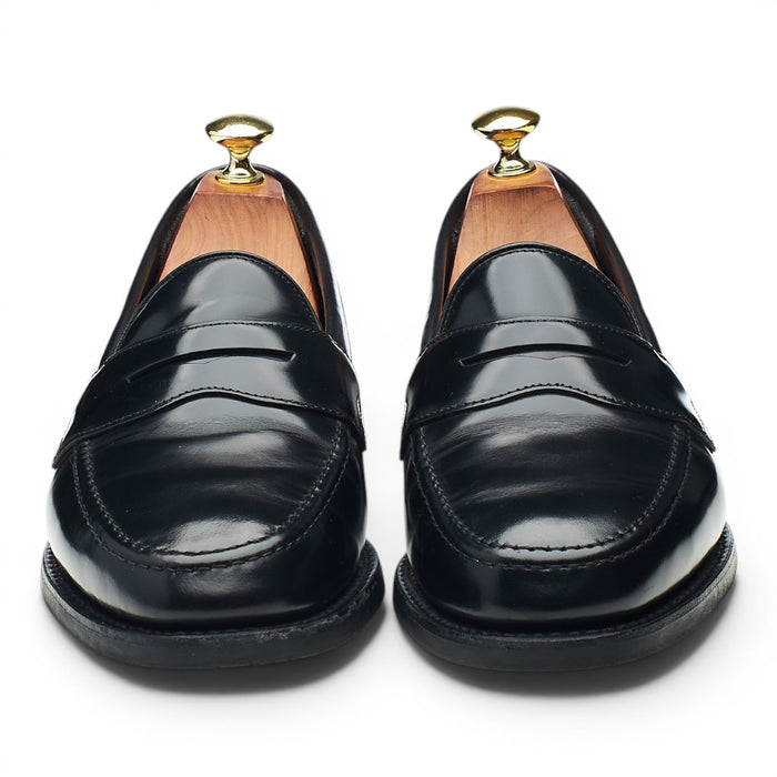 'Harrow' Black Leather Penny Loafers UK 7 F